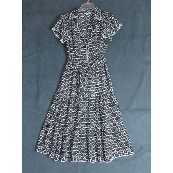 Max Studio London Shirt Dress Womens M Black Floral Button Tiered Maxi Belt $178 - Picture 1 of 10